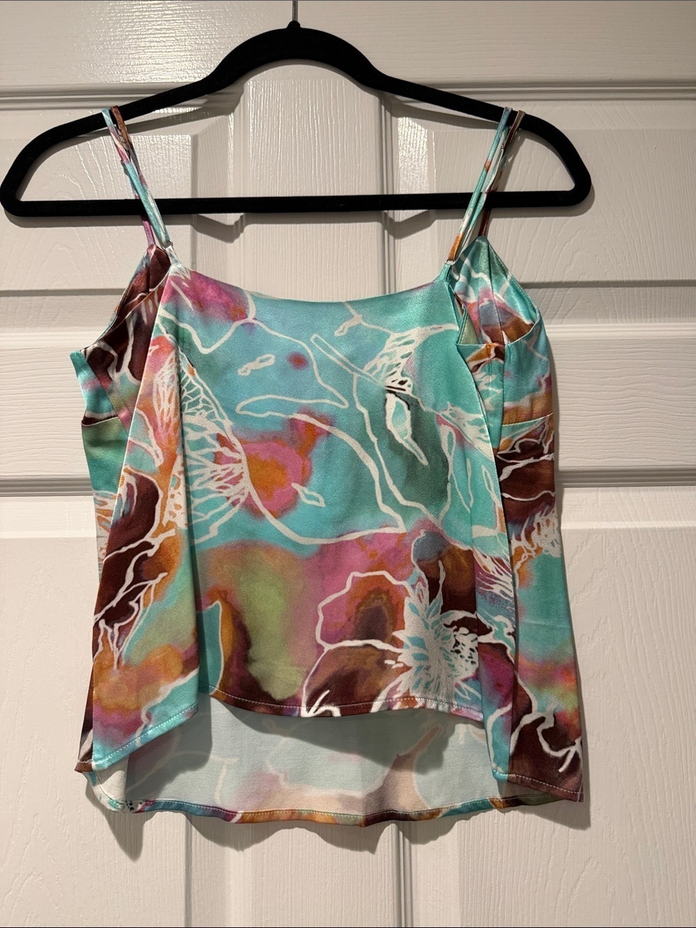 RAILS  Turquoise Floral Satin Camisole with Multicolor Print Size XS - Picture 3 of 7